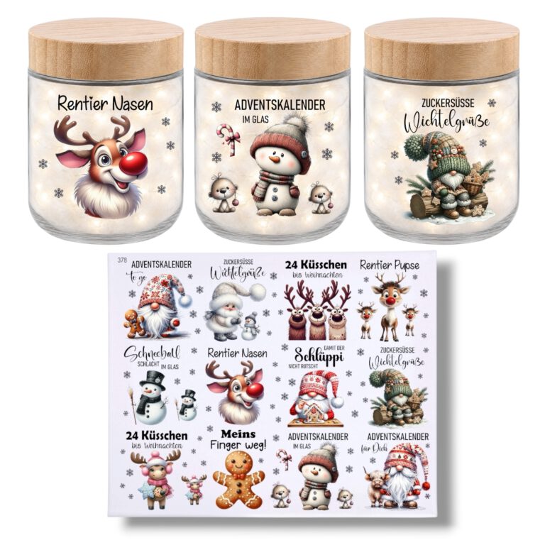 Rub-On (378), BEST OF, kleine Motive, 24 Küsschen bis Weihnachten, Adventskalender ...