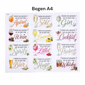 Rub On (379), Wenn ich leuchte, DIN A4, Aperol, Lillet, Sekt, Kerze – Bild 3