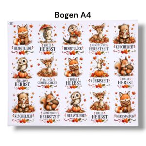 Rub On Herbst, DIN A4, bunt/farbig, Tiere, Rub Ons Untersetzer – Bild 3