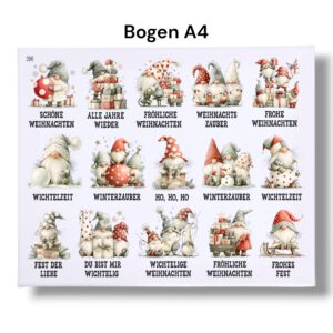 Rub On Wichtel, DIN A4, bunt/farbig, Weihnachten, Rub Ons Untersetzer – Bild 3