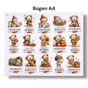 Rub On(387)Teddy, DIN A4, bunt/farbig, Herbst, Rub Ons Untersetzer – Bild 3