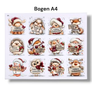 Rub On(388) Weihnachtstiere, DIN A4, bunt/farbig, Weihnachten, Rub Ons Untersetzer – Bild 3