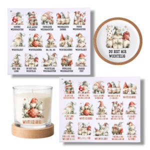Rub On Wichtel, DIN A4, bunt/farbig, Weihnachten, Rub Ons Untersetzer – Bild 1