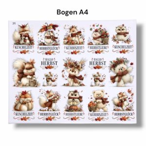 Rub On(391)Herbst cute, DIN A4, bunt/farbig, Rub Ons Untersetzer – Bild 3