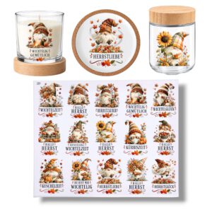 Rub On Wichtel Herbst, DIN A4, bunt/farbig, Rub Ons Untersetzer – Bild 1