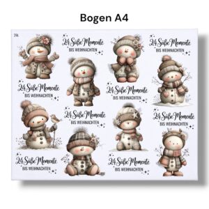 Rub-on-Sticker, 24 Süße Momente Weihnachten, DIN A4, Adventskalender im Glas – Bild 3