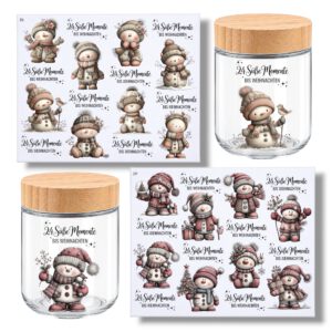 Rub-on-Sticker, 24 Süße Momente Weihnachten, DIN A4, Adventskalender im Glas – Bild 1