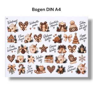 Rub-on-Sticker, LEO Winter, DIN A4, Weihnachten, randlose Rubon – Bild 3